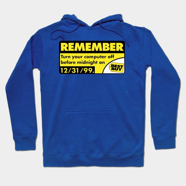 'Remember Turn Your Computer Off Before Midnight' Sticker Hoodie by Scum & Villainy